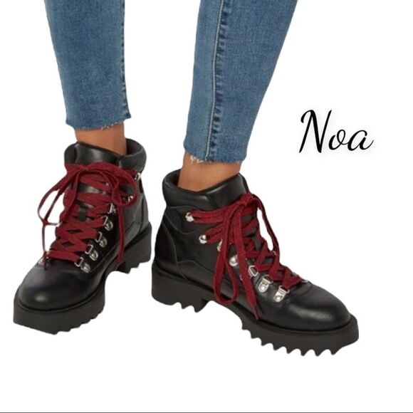 NEW Noa Contrast Women's Black Hiker Ankle Boots Booties 11 - Picture 1 of 6